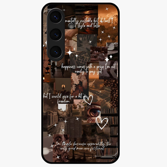 Bittersweet Aesthetic Chaos Glass Case showing flat back view with artistic chaotic aesthetic design and glossy glass finish.