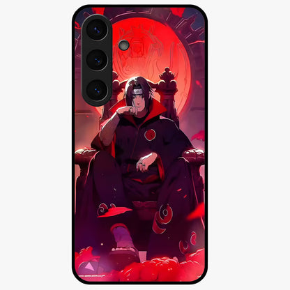 Blood Moon Sovereign Glass Case showing flat back view with mystical blood moon artwork and glossy glass finish.