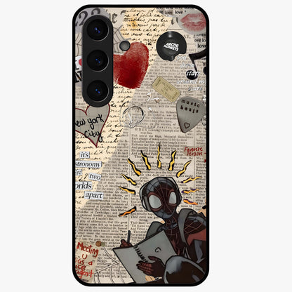 City Dream Sketch Glass Case showing flat back view with artistic city skyline sketch artwork and glossy glass finish.