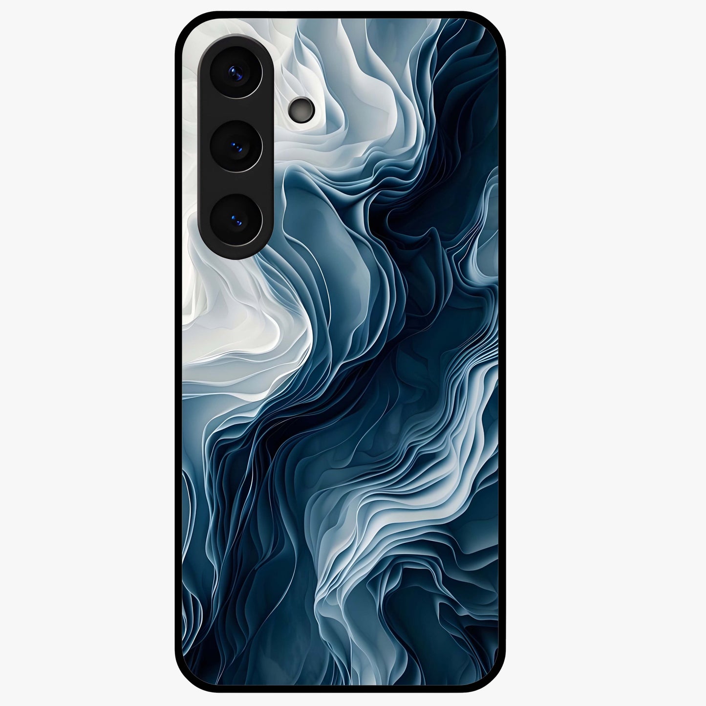 Ethereal Paper Marble Glass Case showing flat back view with soft marble paper texture artwork and glossy glass finish.