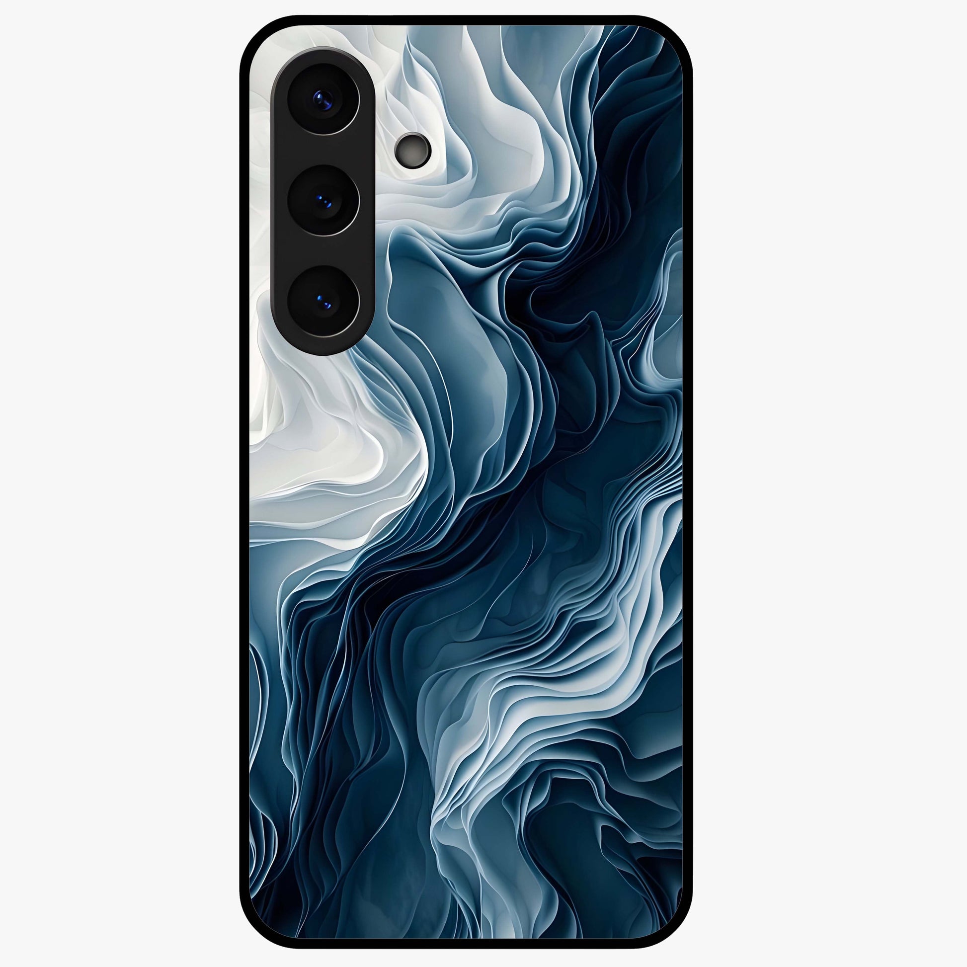 Ethereal Paper Marble Glass Case showing flat back view with soft marble paper texture artwork and glossy glass finish.