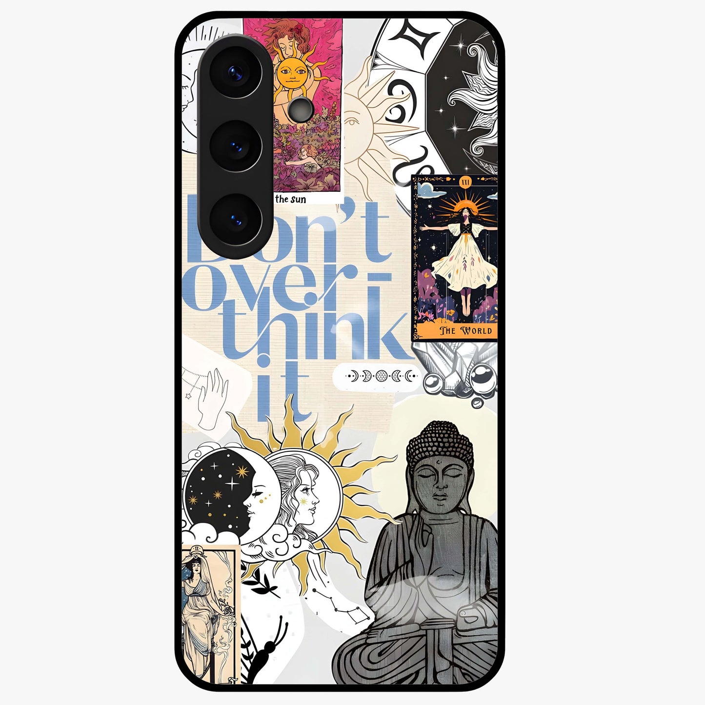 Ethereal Thoughts Glass Case showing flat back view with dreamy artistic artwork and glossy glass finish.