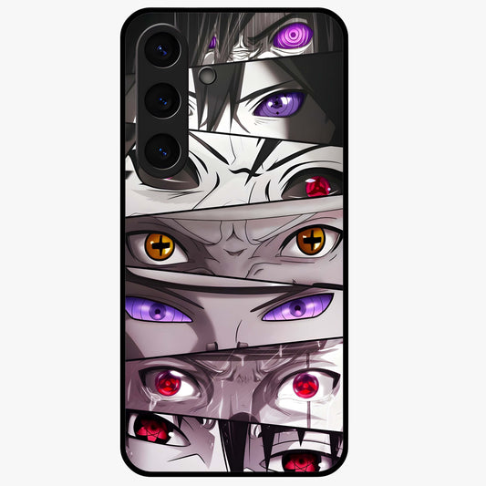 Eyes of Destiny Glass Case showing flat back view with striking eye themed artwork and glossy glass finish.