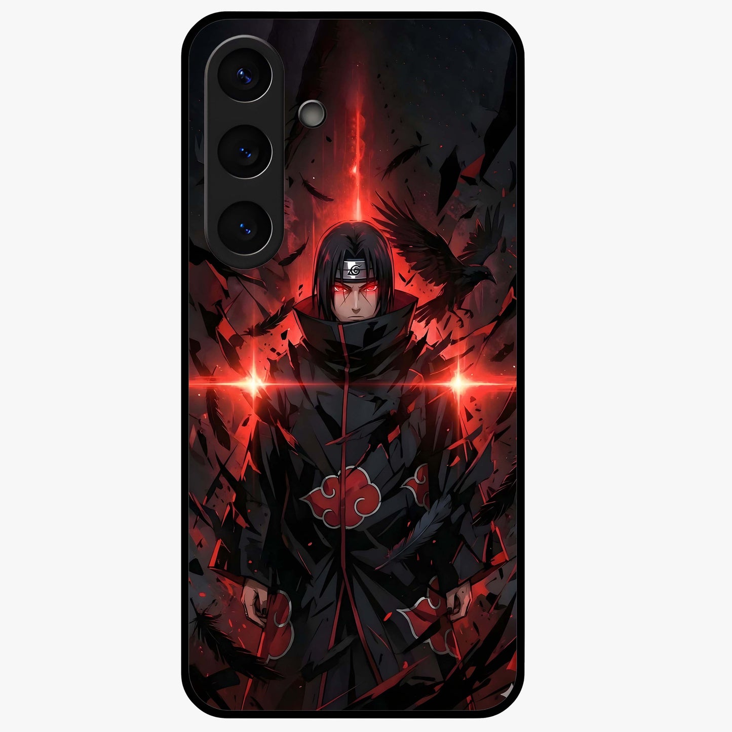 Focus Mode On Glass Case showing flat back view with bold motivational typography design and glossy glass finish.