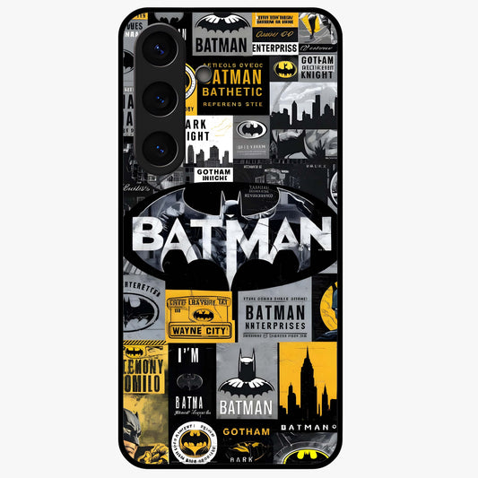 Knight Gotham Rise Glass Case showing flat back view with dark hero inspired artwork and glossy glass finish.