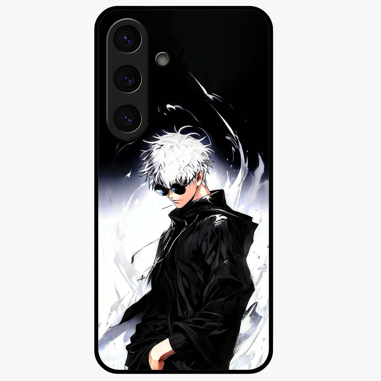 Limitless Shadow King Glass Case showing flat back view with powerful shadow warrior artwork and glossy glass finish.