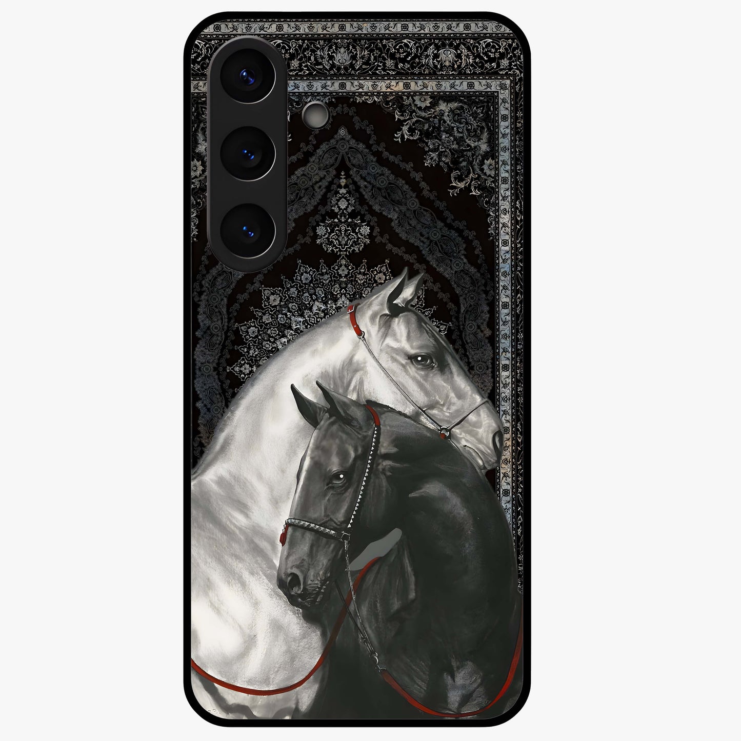 Majestic Ride Legacy Glass Case showing flat back view with powerful automotive inspired artwork and glossy glass finish.