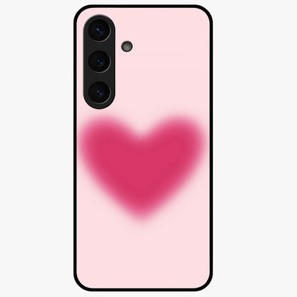 Pink Aura Heart Glass Case showing flat back view with glowing heart artwork and glossy glass finish.