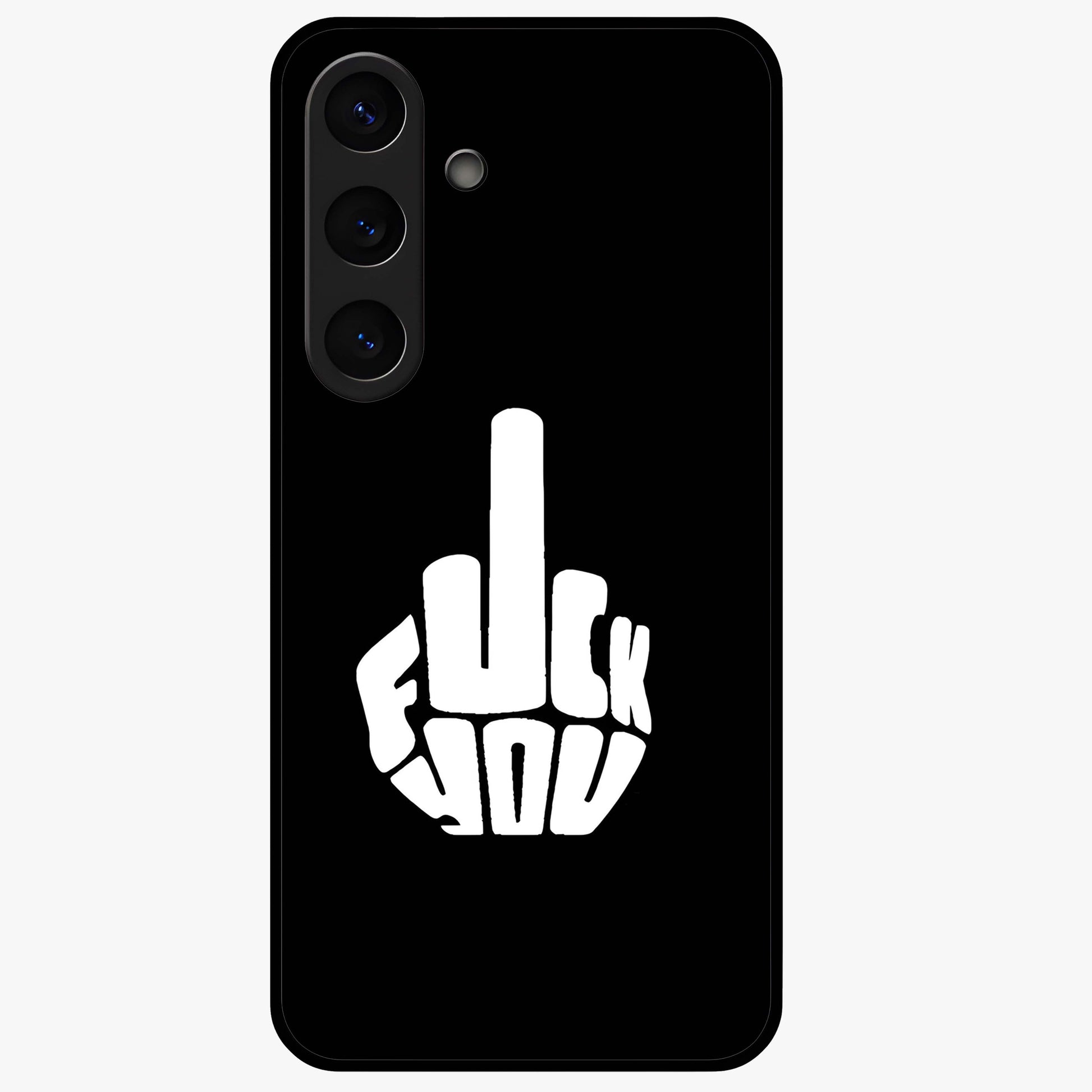 Rebel Mode On Glass Case showing flat back view with bold rebellious typography artwork and glossy glass finish.