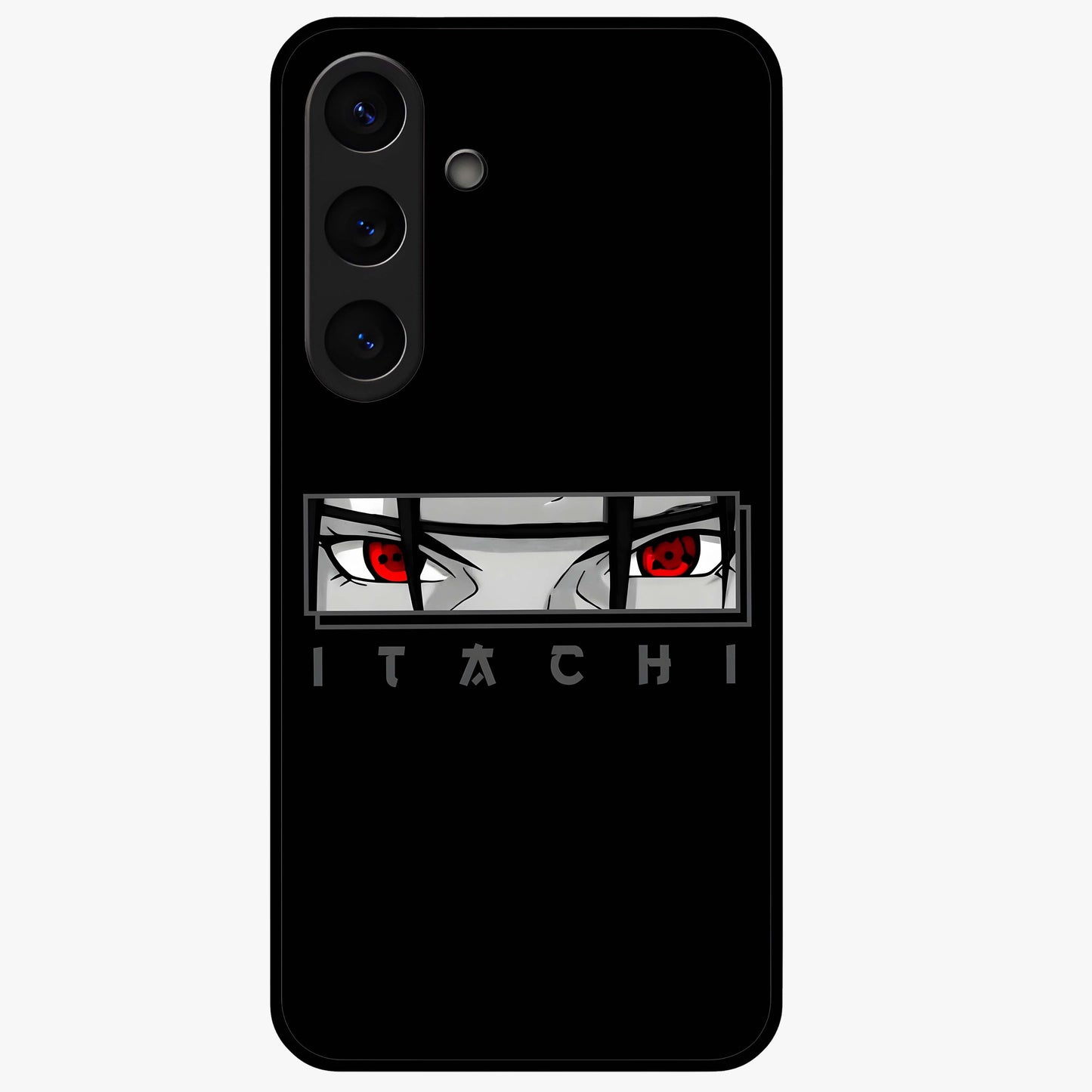 Scarlet Gaze Dominance Glass Case showing flat back view with striking red themed artwork and glossy glass finish.