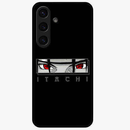 Scarlet Gaze Dominance Glass Case showing flat back view with striking red themed artwork and glossy glass finish.