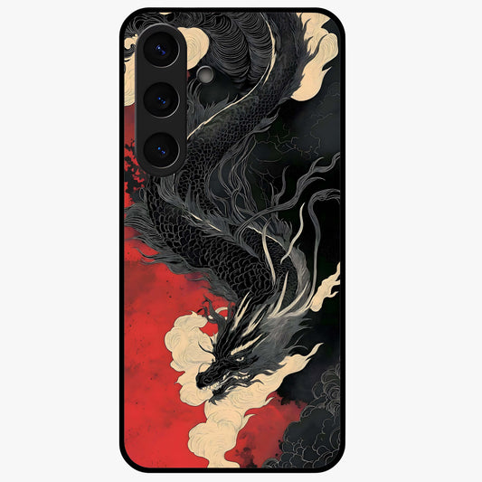 Shadow Dragon Fury Glass Case showing flat back view with fierce dragon artwork and glossy glass finish.