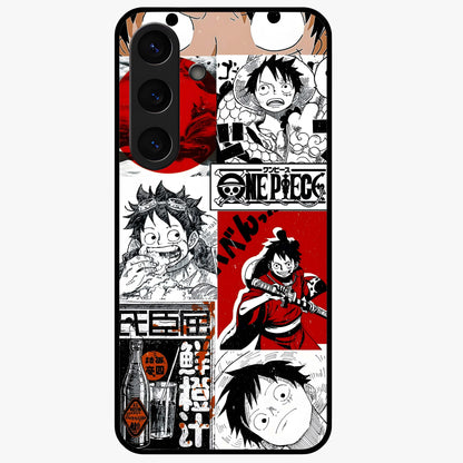 Strawhat Chaos Panels Glass Case showing flat back view with anime inspired chaos panel artwork and glossy glass finish.