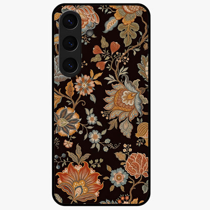 Vintage Floral Dream Glass Case showing flat back view with classic floral artwork and glossy glass finish.