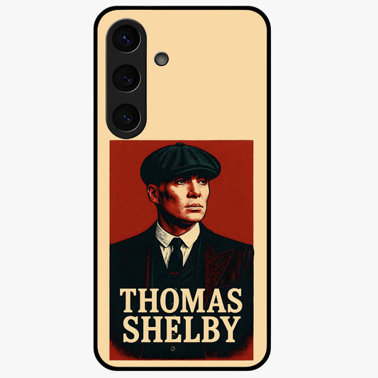 Vintage Mafia Authority Glass Case showing flat back view with bold vintage mafia inspired artwork and glossy glass finish.