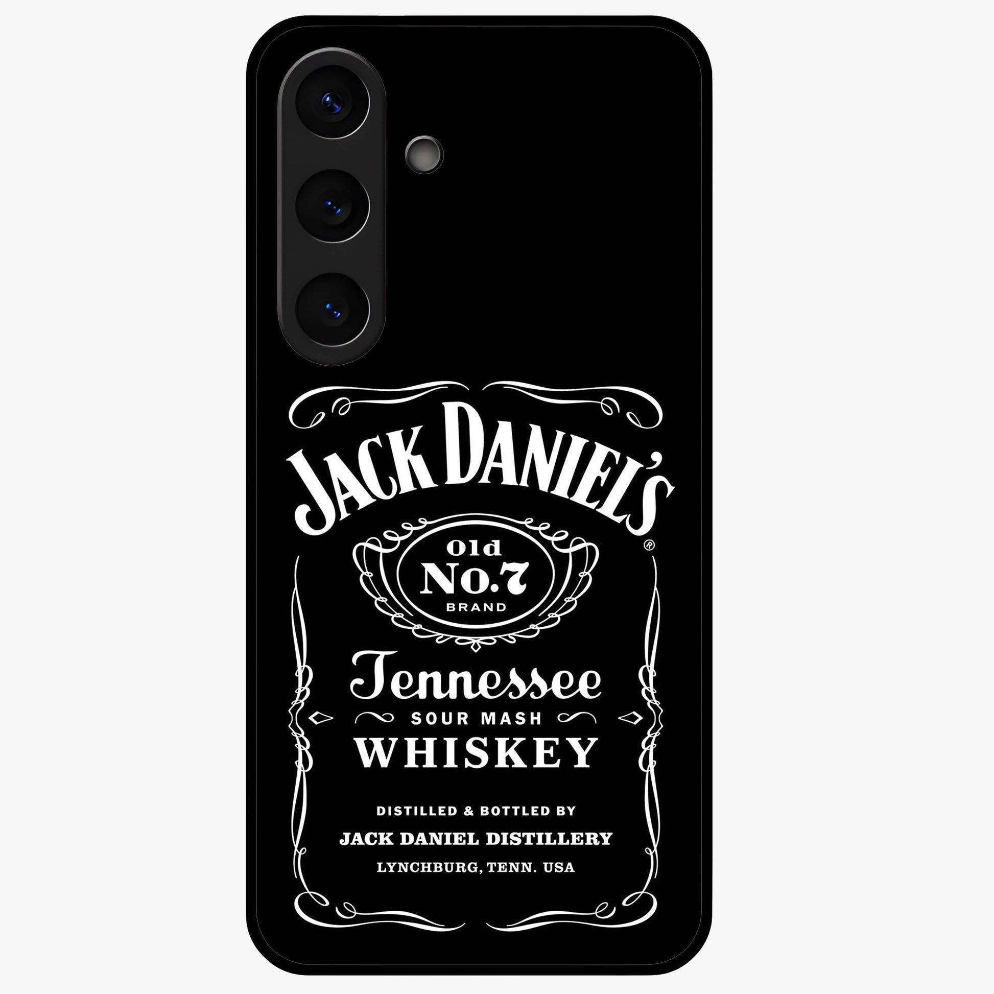 Vintage Whiskey Heritage Glass Case showing flat back view with classic whiskey inspired artwork and glossy glass finish.
