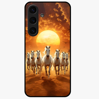 Wild Sunset Majesty Glass Case showing flat back view with majestic sunset landscape artwork and glossy glass finish.