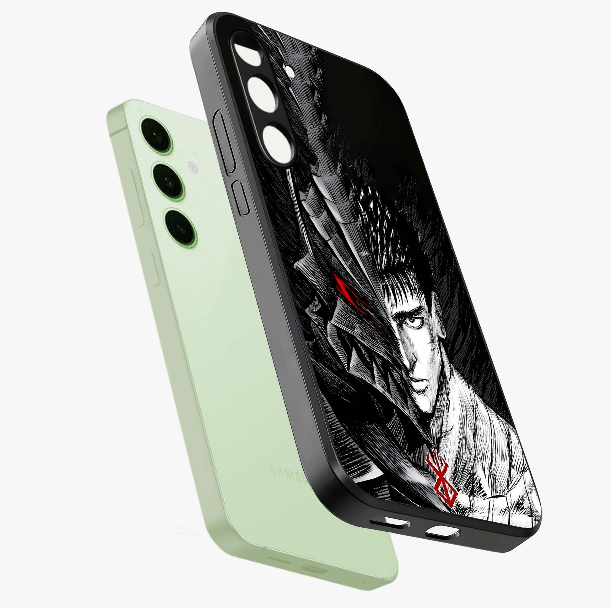 Berserker Blood Oath Glass Case displayed in angled mockup highlighting dark fantasy graphic design and powerful theme.