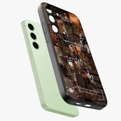 Bittersweet Aesthetic Chaos Glass Case displayed in angled mockup highlighting expressive abstract artwork and edgy aesthetic theme.