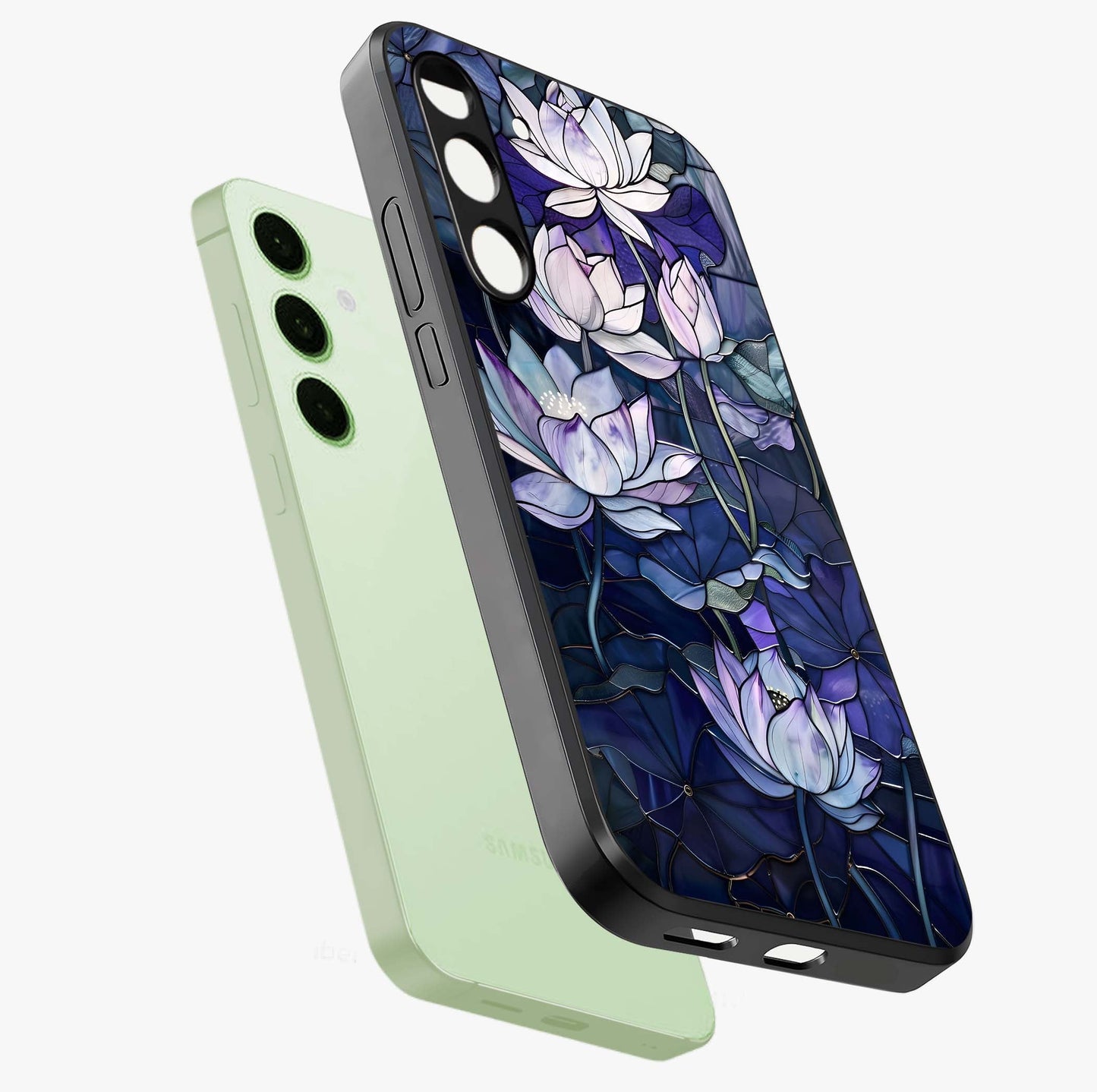 Gloss Petal Rush Glass Case displayed in angled mockup highlighting vibrant petal design with elegant floral aesthetic.