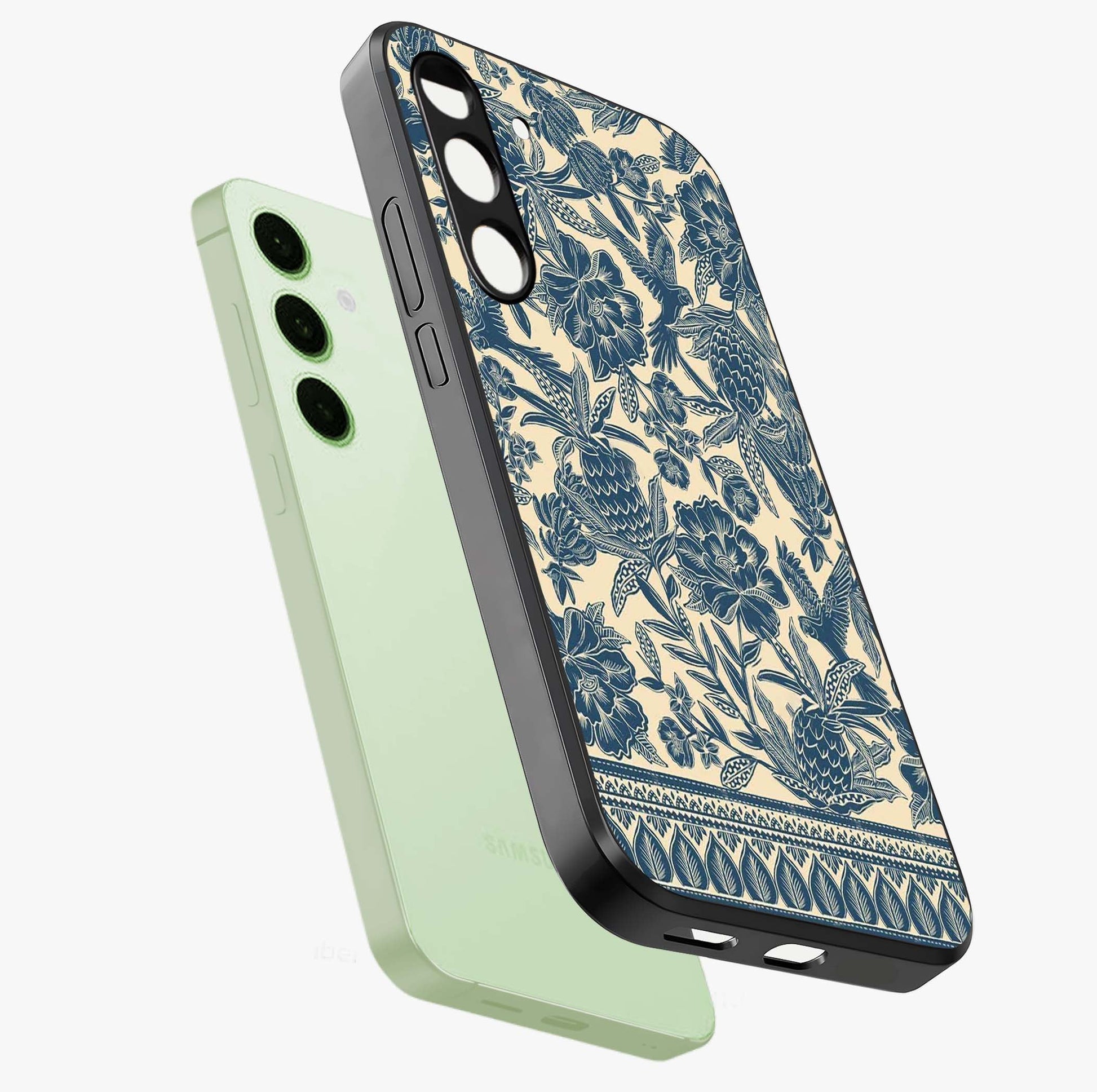 Heirloom Wild Bloom Glass Case displayed in angled mockup highlighting botanical bloom design with classic aesthetic style.