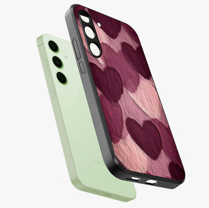 Layered Paper Hearts Glass Case displayed in angled mockup highlighting creative paper craft heart design with romantic aesthetic.