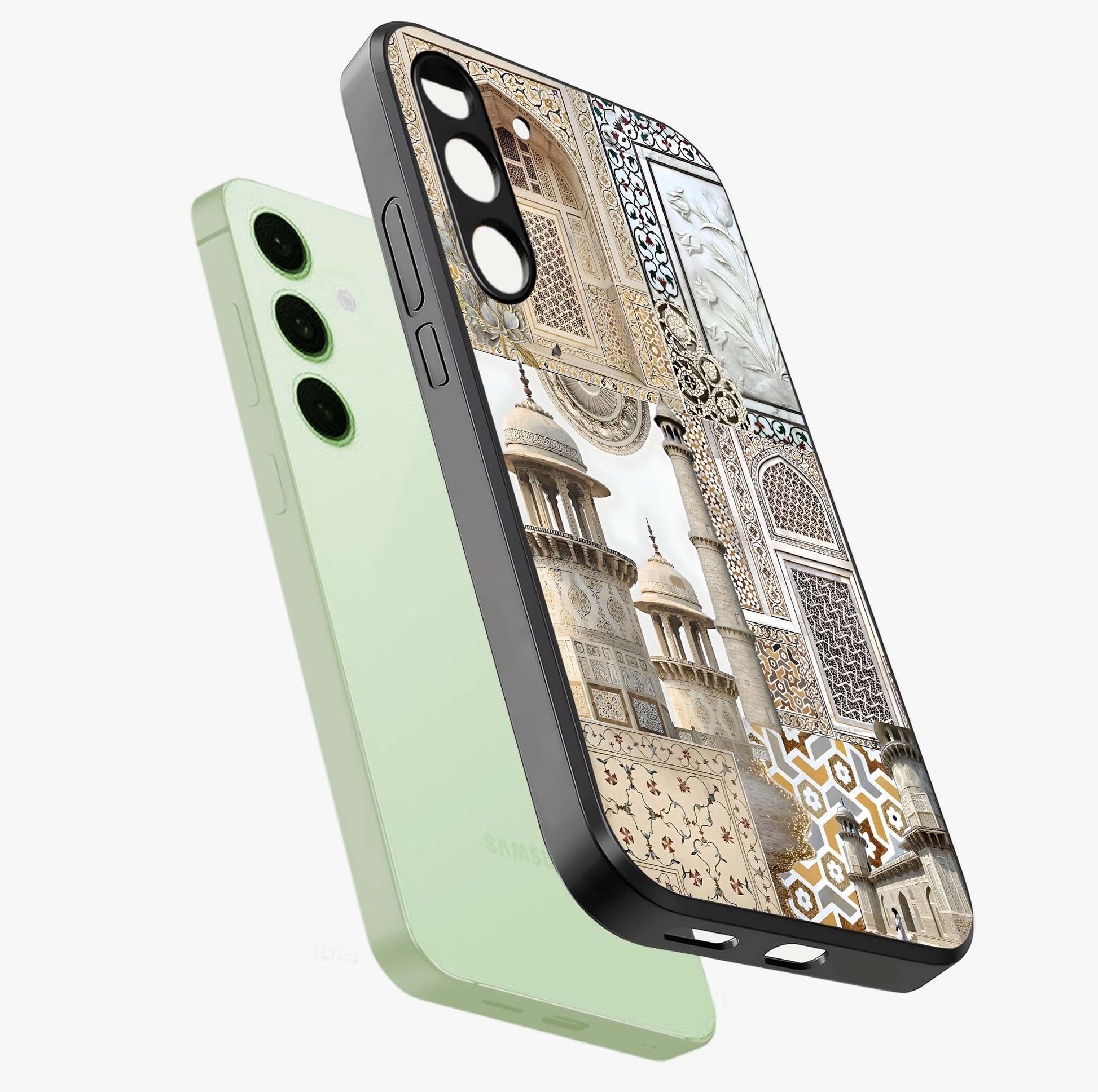 Mughal Marble Legacy Glass Case displayed in angled mockup highlighting elegant heritage marble artwork with royal aesthetic.
