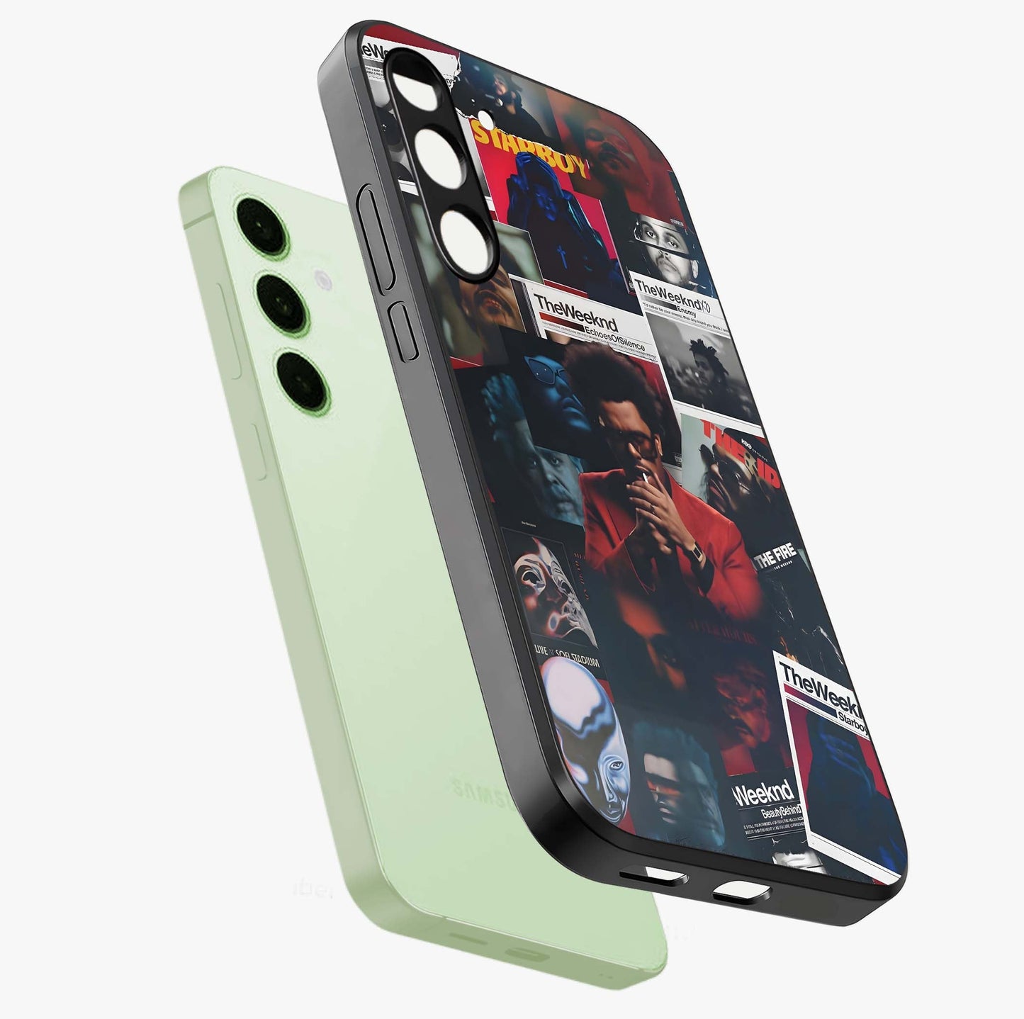 The Weeknd Glass Case displayed in angled mockup highlighting stylish pop culture inspired design with modern aesthetic.