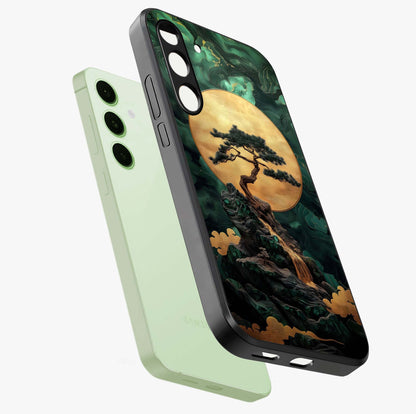 Zen Moon Rise Glass Case displayed in angled mockup highlighting peaceful lunar design with zen aesthetic style.