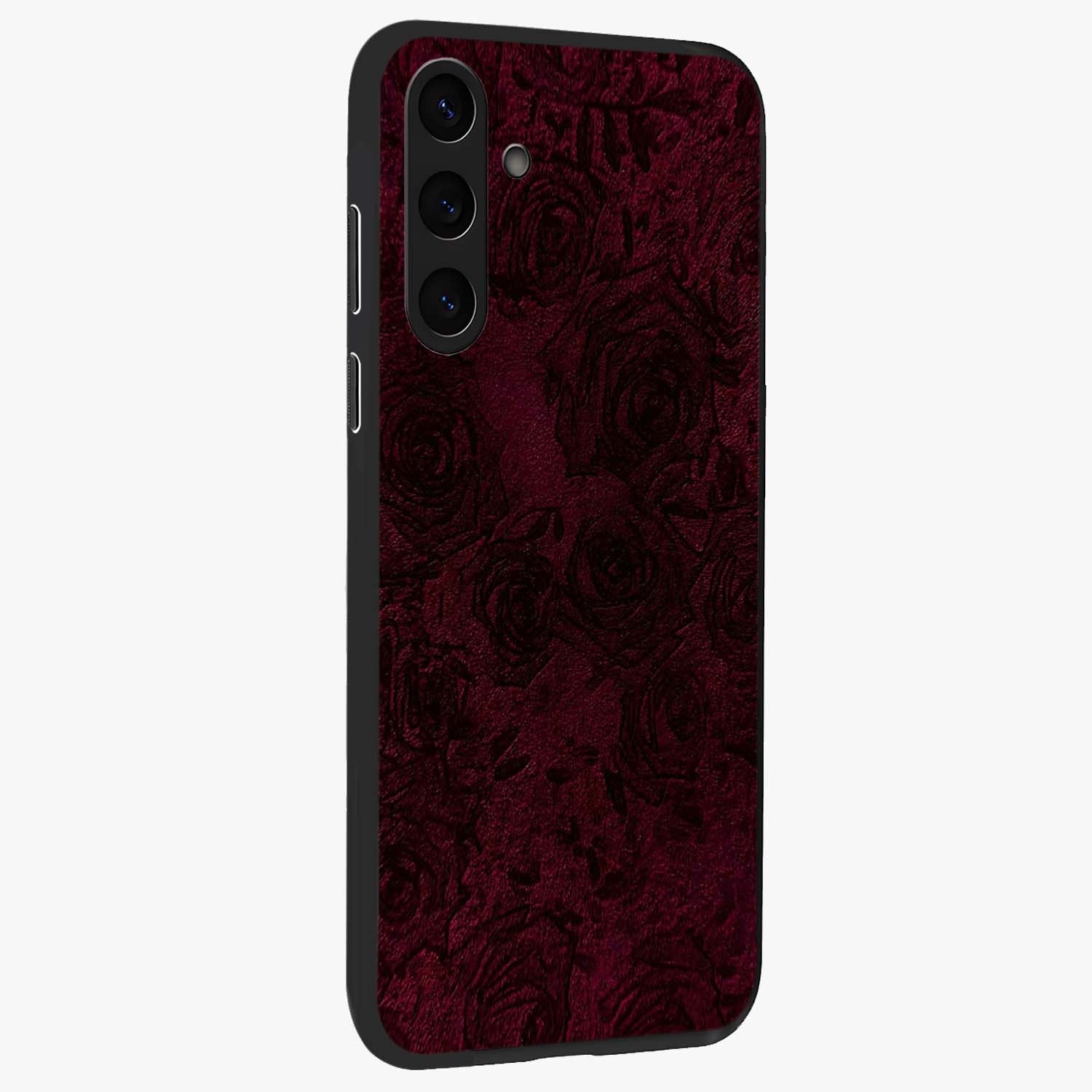 Crimson Fade Flow Glass Case upright view showcasing dynamic crimson flow artwork with stylish abstract theme.