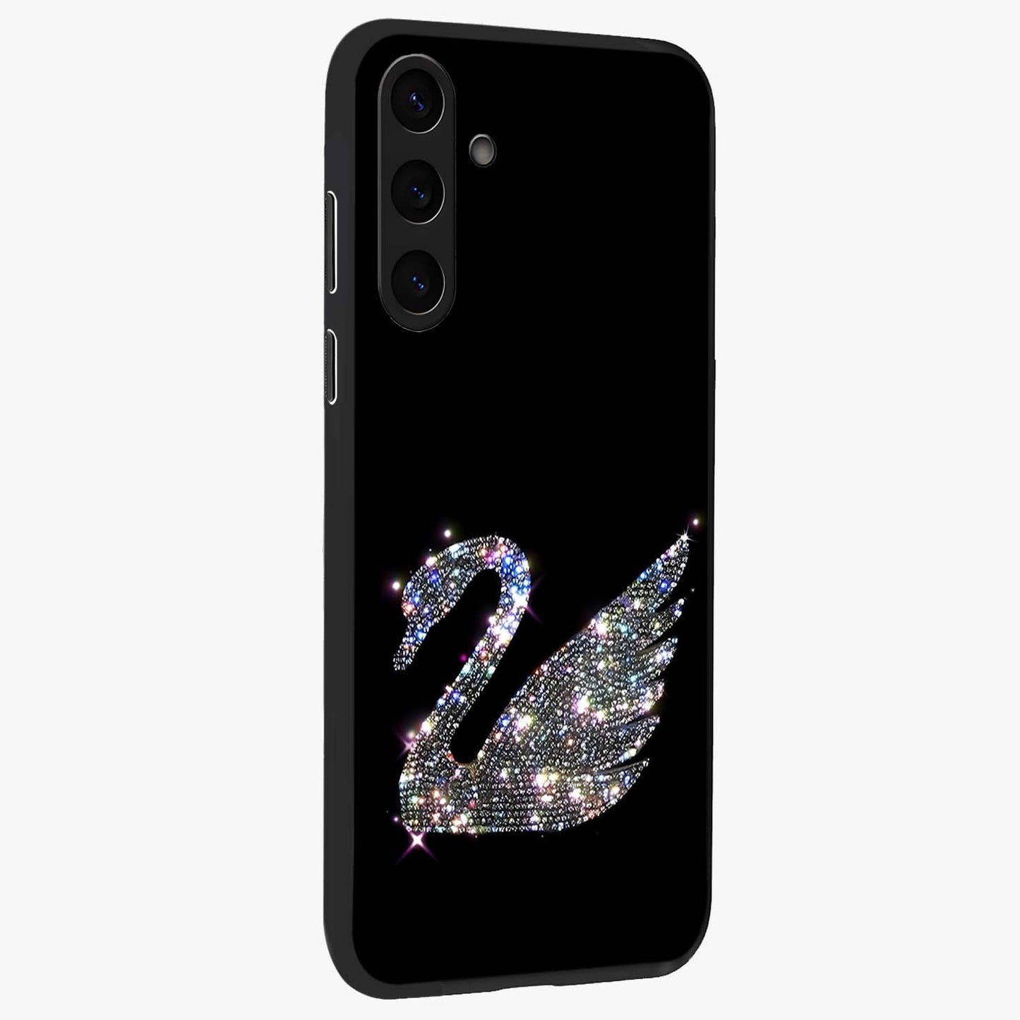 Starlit Swan Grace Glass Case upright view showcasing beautiful swan artwork with peaceful night themed design.