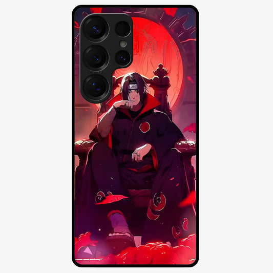 Blood Moon Sovereign Glass Case showing flat back view with mystical blood moon artwork and glossy glass finish.