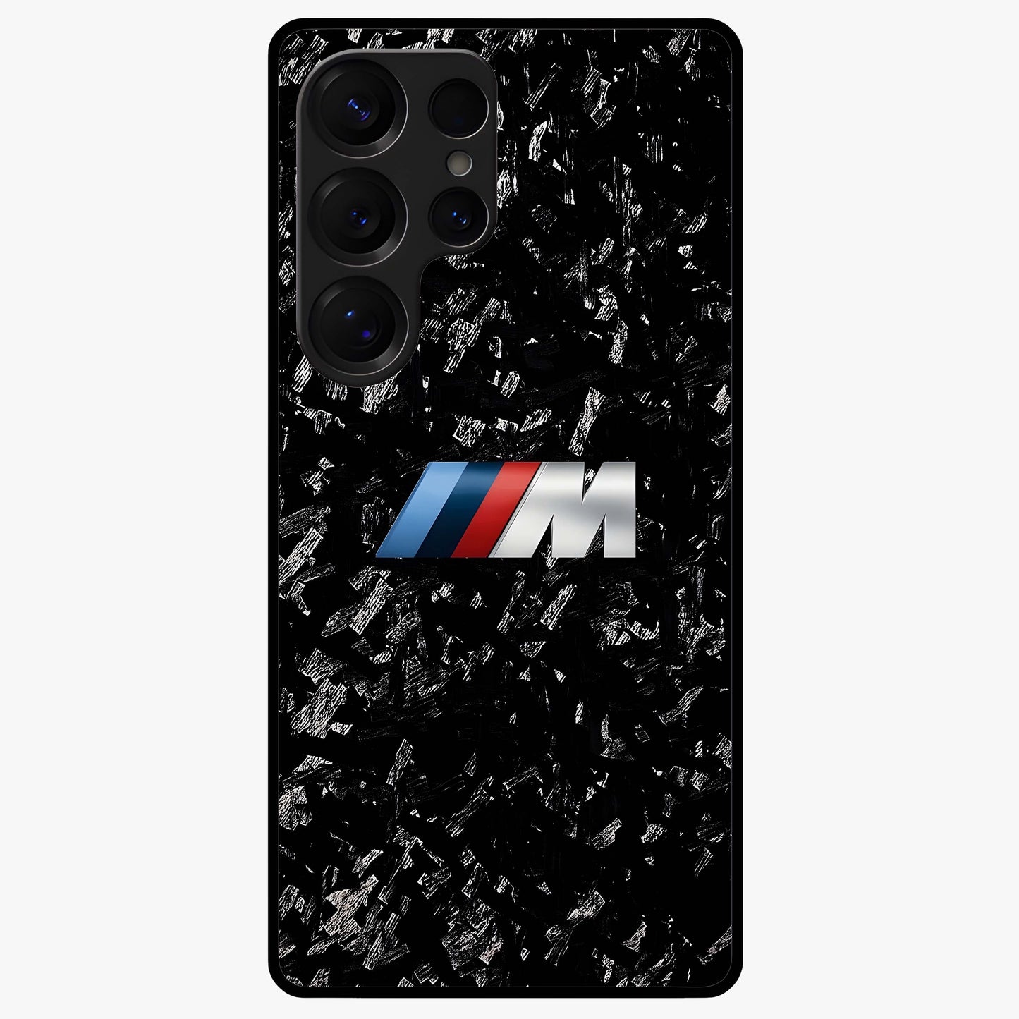 Carbon Speed Mark Glass Case showing flat back view with sporty carbon pattern artwork and glossy glass finish.