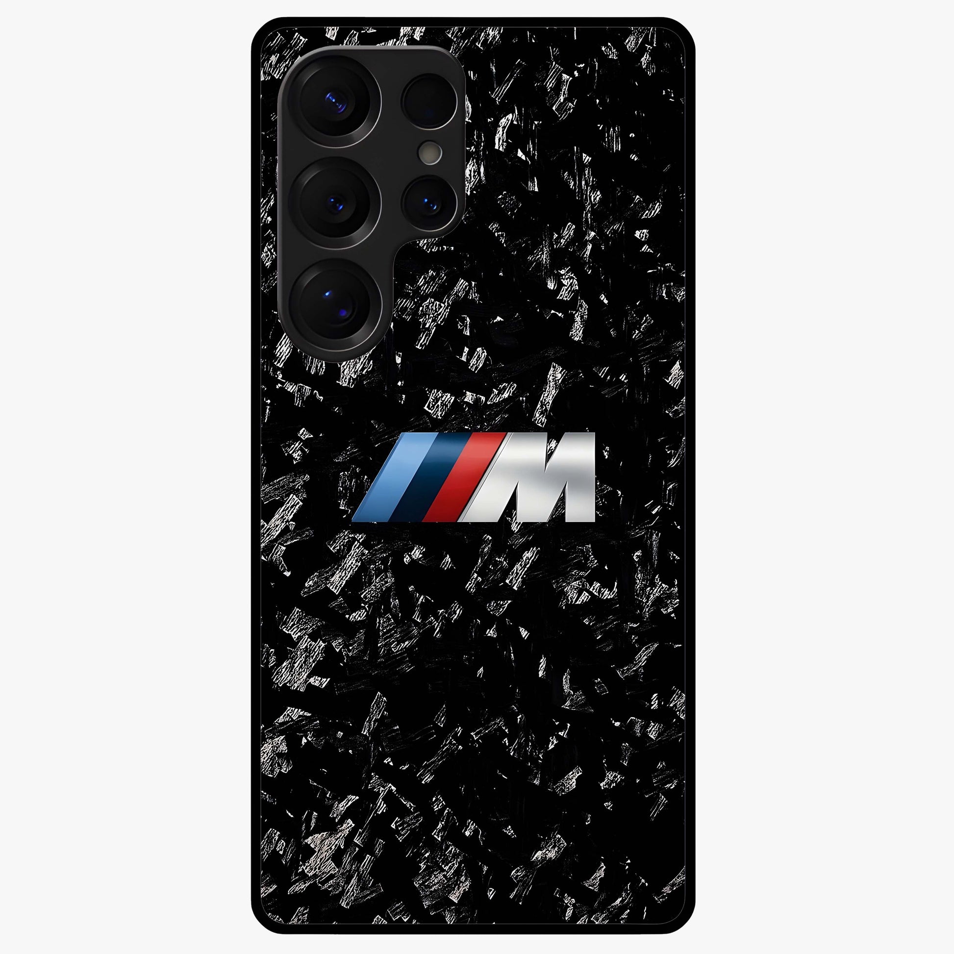 Carbon Speed Mark Glass Case showing flat back view with sporty carbon pattern artwork and glossy glass finish.