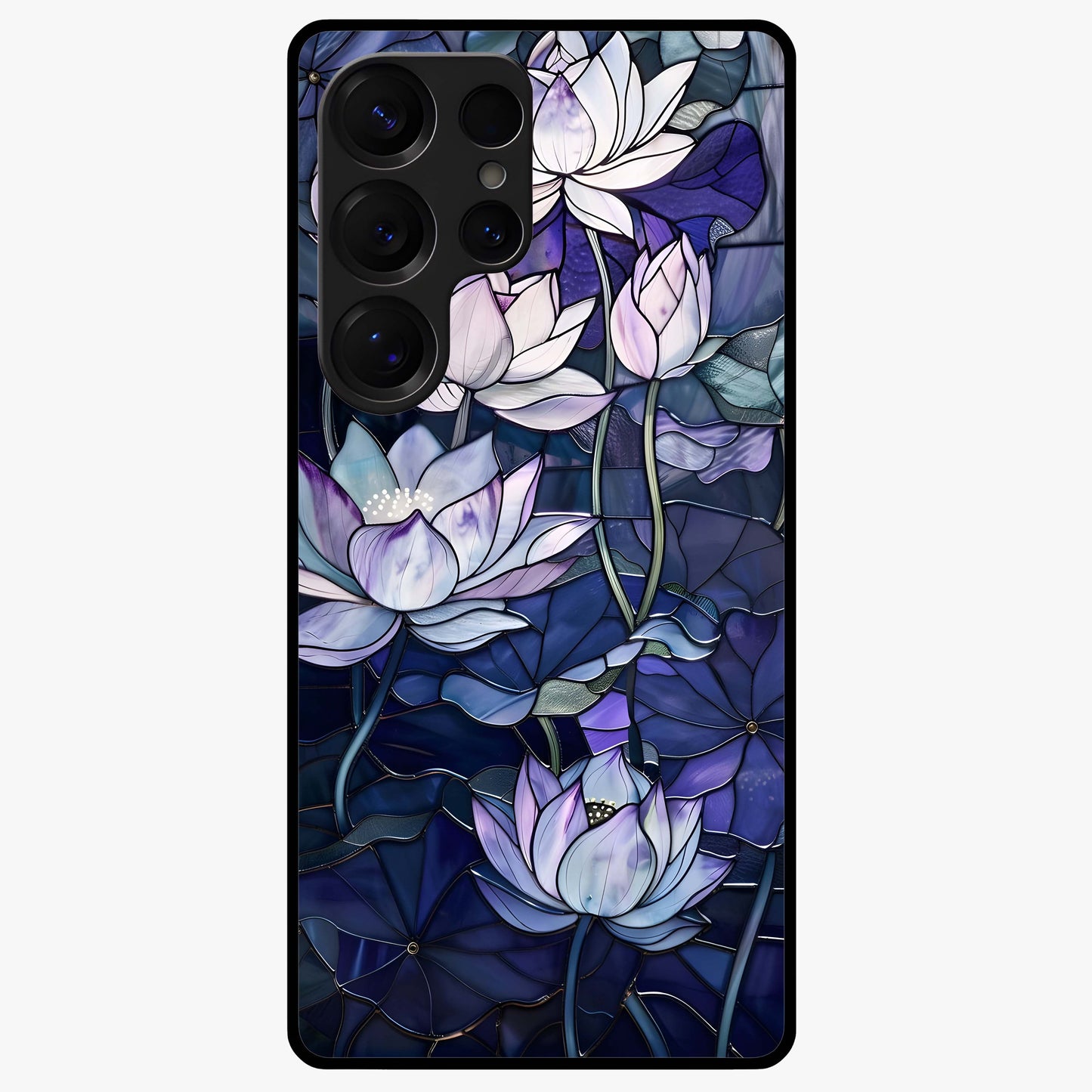 Gloss Petal Rush Glass Case showing flat back view with glossy flower petal artwork and smooth glass finish.