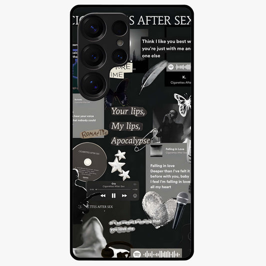 Midnight Love Echo Glass Case showing flat back view with romantic midnight themed artwork and glossy glass finish.