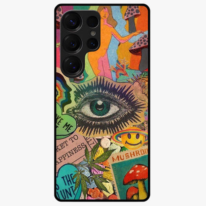 Mystic Eye Wonderland Glass Case showing flat back view with mystical eye themed artwork and glossy glass finish.