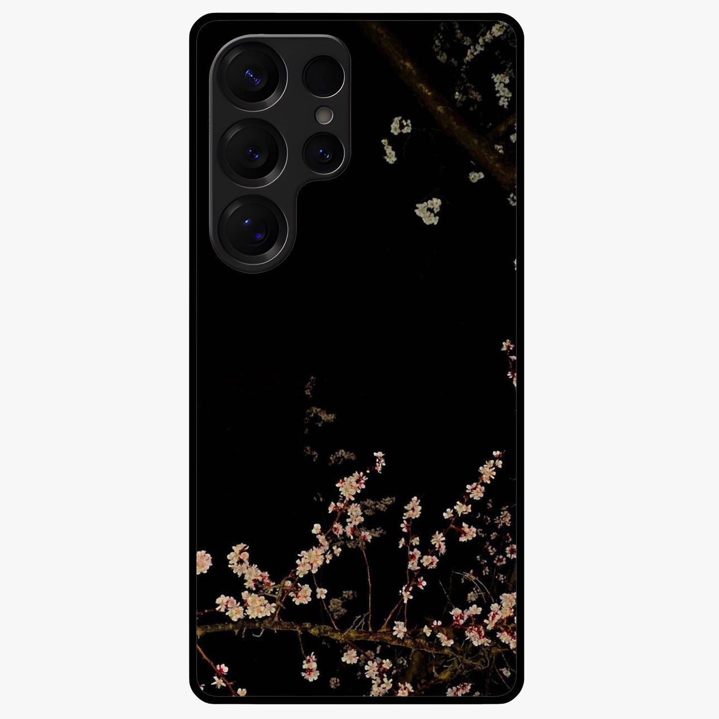 Petal Moon Light With Custom Name Glass Case showing flat back view with floral moonlight artwork and personalized name design.
