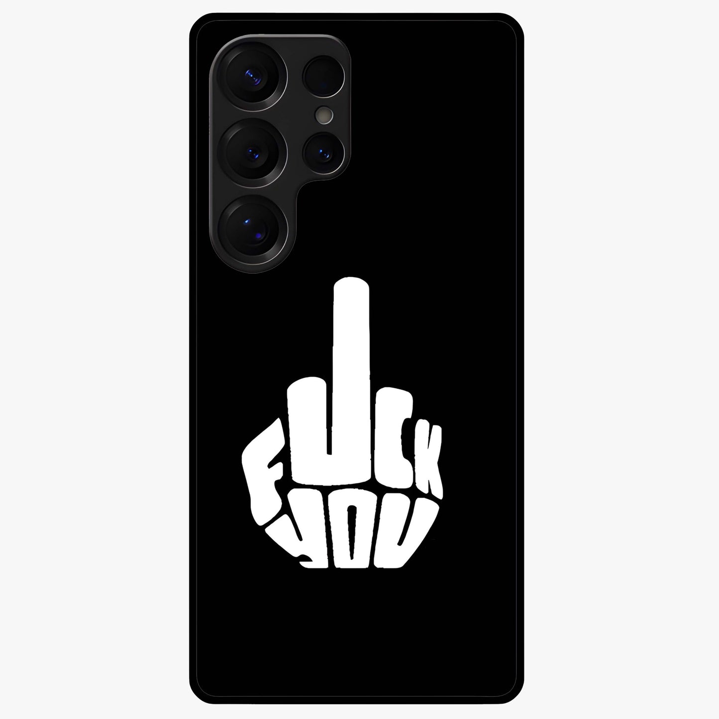 Rebel Mode On Glass Case showing flat back view with bold rebellious typography artwork and glossy glass finish.