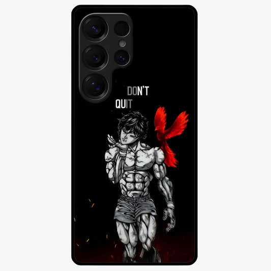 Rise Beyond Limits Glass Case showing flat back view with motivational typography artwork and glossy glass finish.