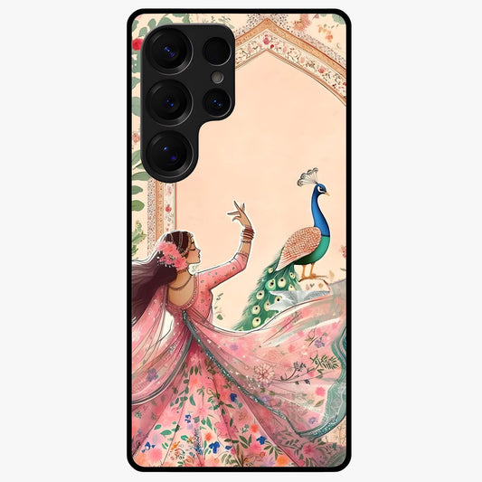 Royal Grace Muse Glass Case showing flat back view with elegant artistic artwork and glossy glass finish.