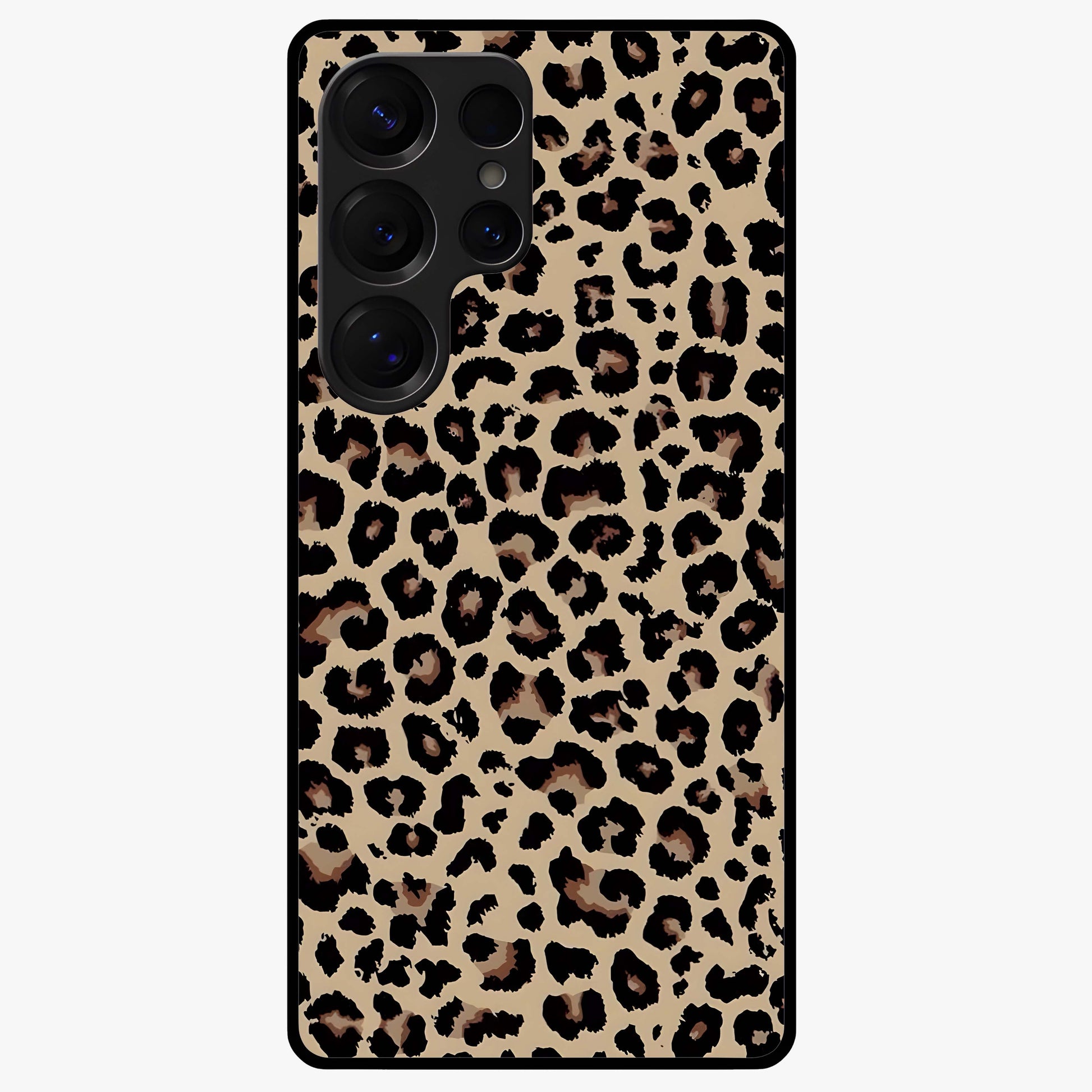 Savage Chic Pattern Glass Case showing flat back view with stylish patterned artwork and glossy glass finish.