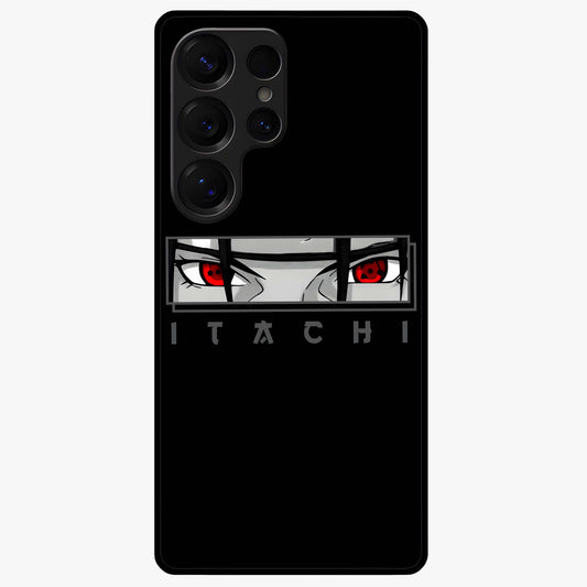 Scarlet Gaze Dominance Glass Case showing flat back view with striking red themed artwork and glossy glass finish.