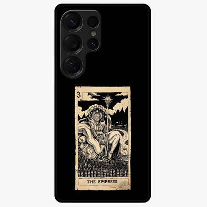 The Empress Glass Case showing flat back view with regal feminine artwork and glossy glass finish.
