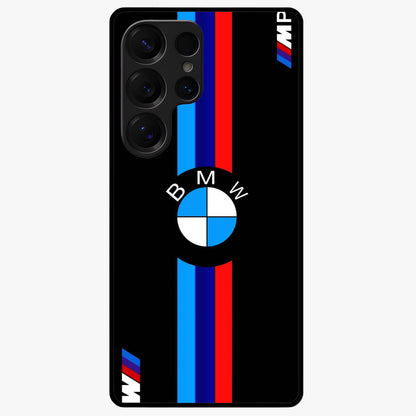 Turbo BMW Beast Glass Case showing flat back view with high performance sports car artwork and glossy glass finish.