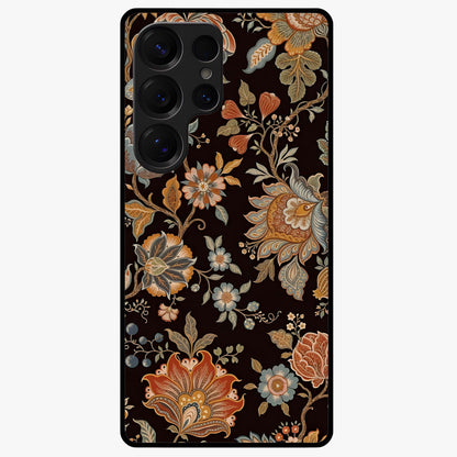 Vintage Floral Dream Glass Case showing flat back view with classic floral artwork and glossy glass finish.
