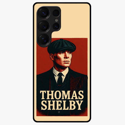 Vintage Mafia Authority Glass Case showing flat back view with bold vintage mafia inspired artwork and glossy glass finish.