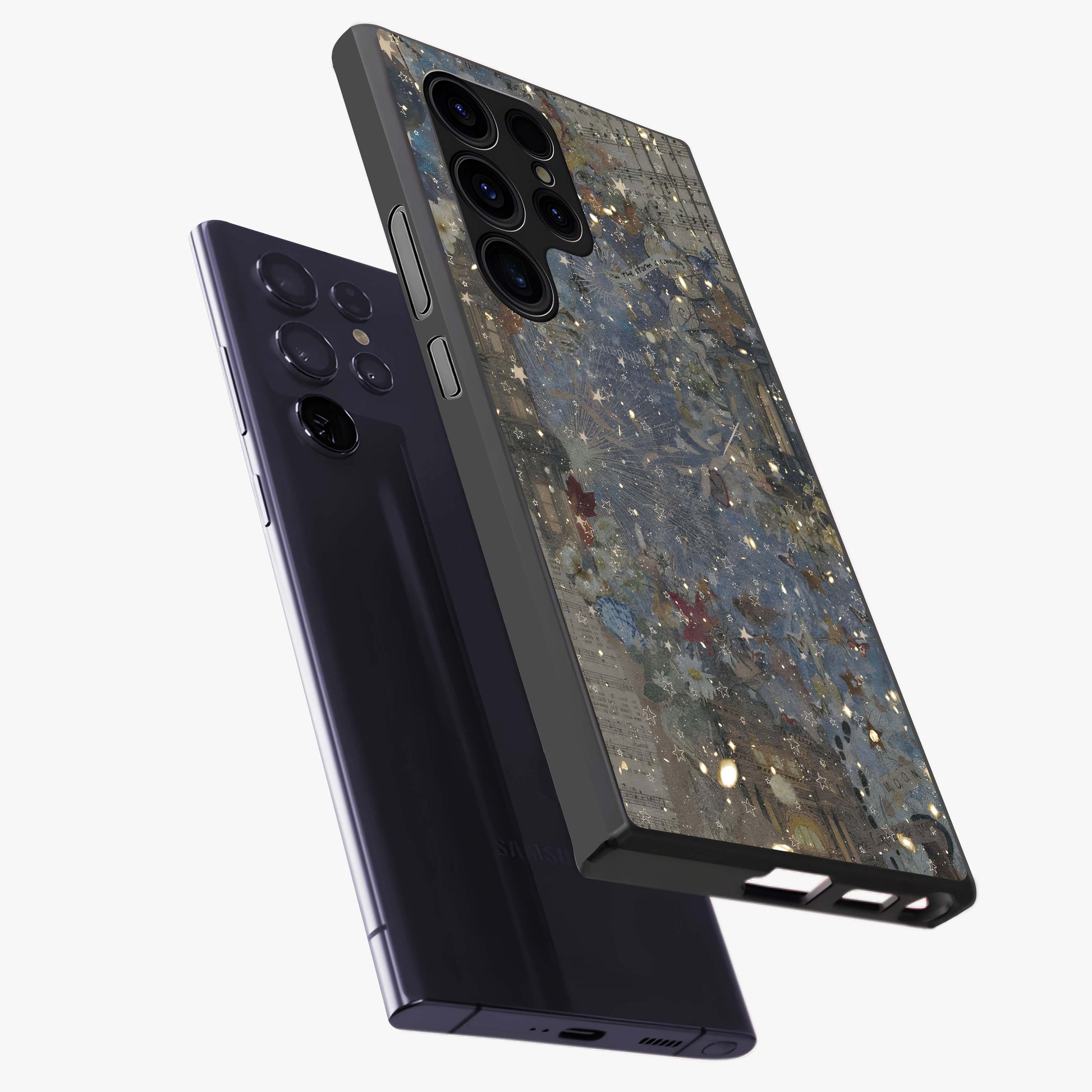Aesthetic Astrolophia Glass Case displayed in angled mockup highlighting artistic aesthetic elements and smooth glass surface.