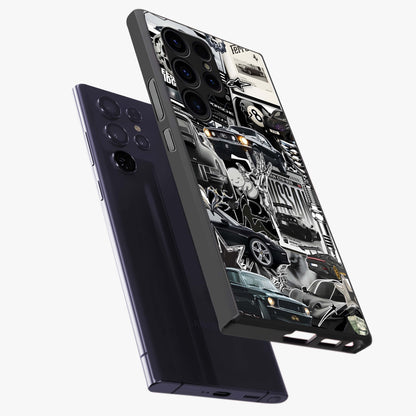 Aesthetic Dark Love Glass Case displayed in angled mockup highlighting moody aesthetic design and bold love theme.