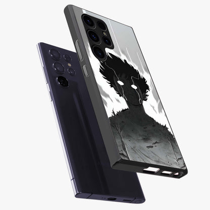 Awakened Inner Rage Glass Case displayed in angled mockup highlighting powerful graphic design and bold artistic theme.